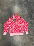 Pink BAPE ABC zipup hoodie